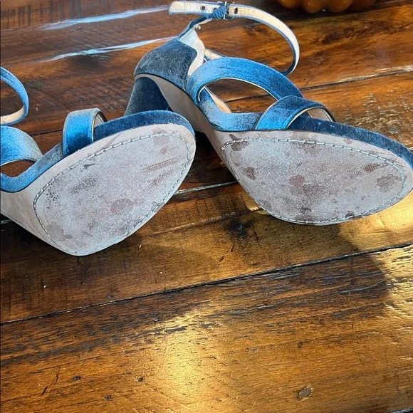 Vince Camuto Robeka Blue Velvet Heeled Sandals - Picture 8 of 10